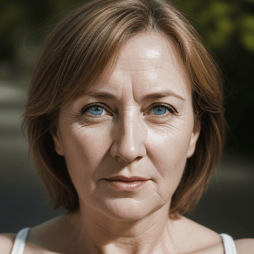 AI generated: 35mm (head and shoulders) portrait photo, a middle-aged woman from Ireland detailed face, perfect de...