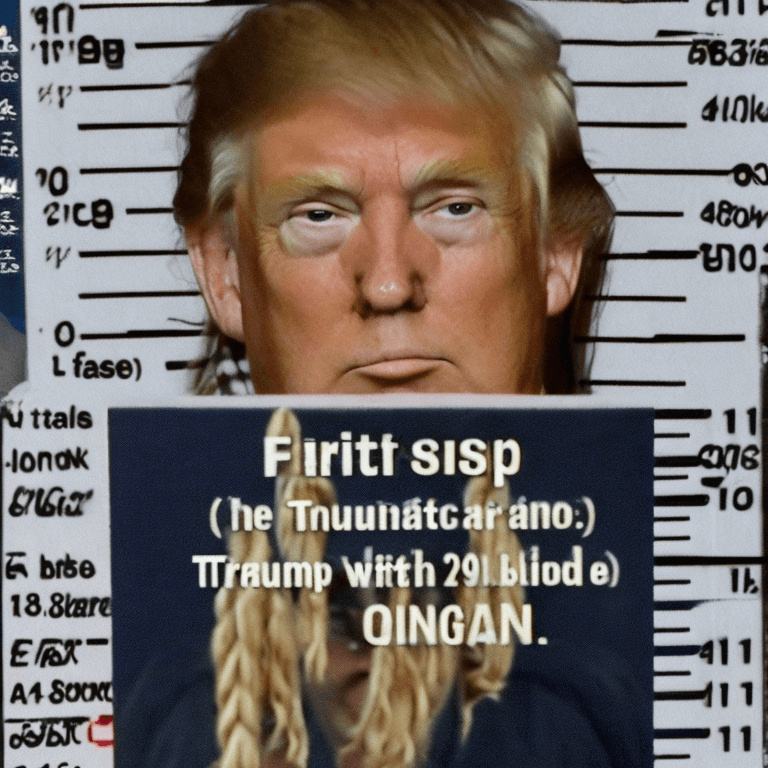 AI generated: Trump with blonde braids mugshot