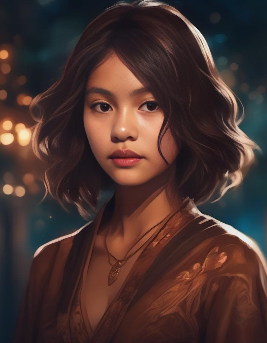 AI generated: a portrait of a narcissistic girl in a paradise, emotive face, sultry, anime, in the style of comics...