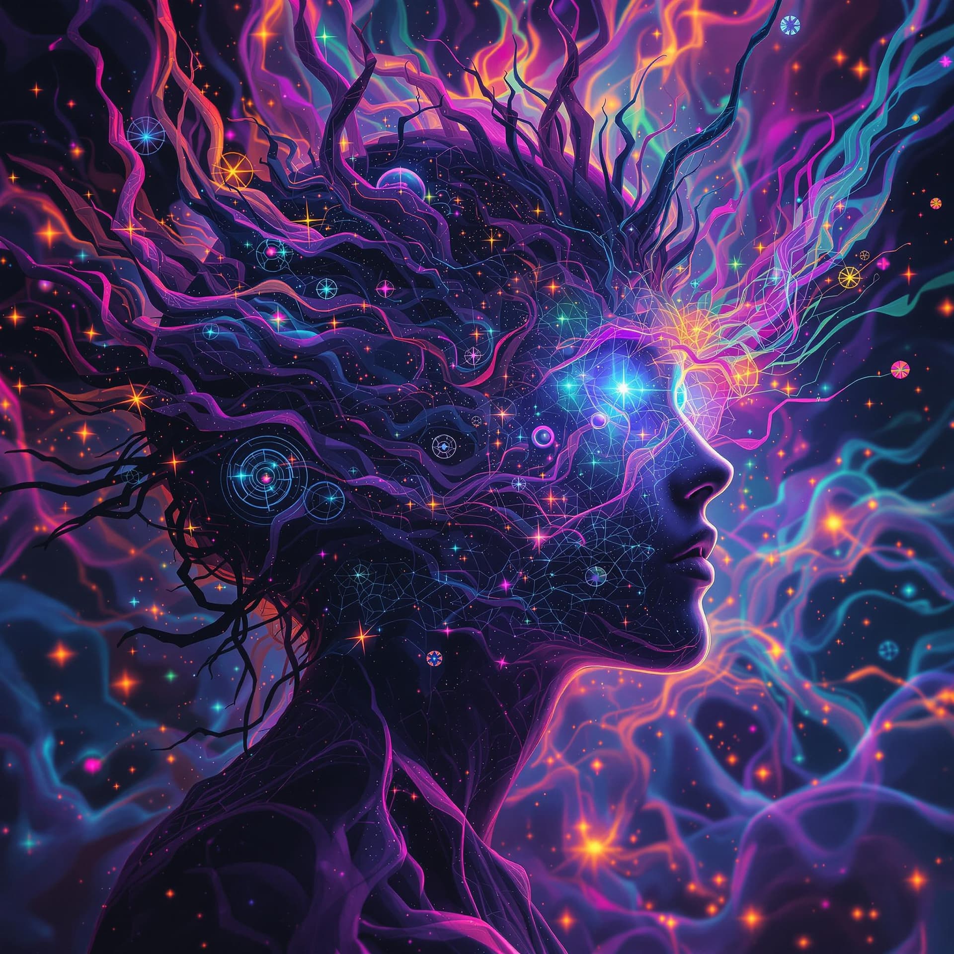 AI generated: Psychedelic, surreal, trippy, amazing vibes. deep colorHigh resolution photography 8k, intricate det...