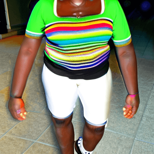 AI generated: full body, ebony shemale, one big monster cock, hard erection, high socks, colorful braids