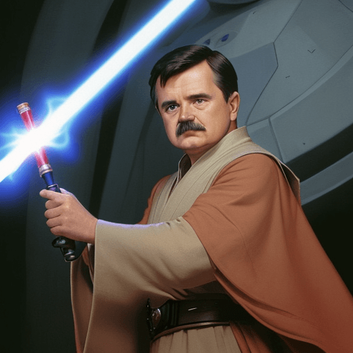 AI generated: Photo of Lech wałęsa as a jedi