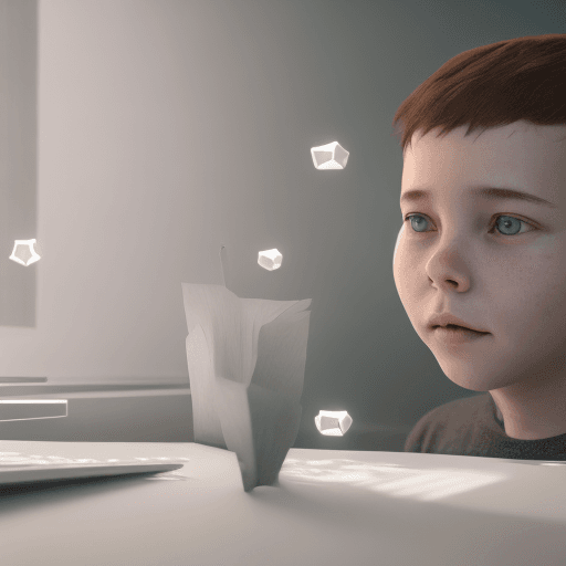 AI generated: photography of a boy ,computer on background ,realistic, unreal engine, octane render, bokeh, vray, ...