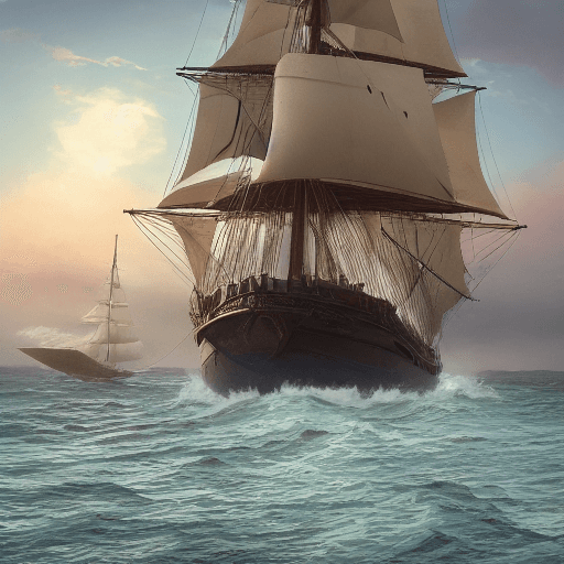 AI generated: Photo of a ultra realistic sailing ship, dramatic light, pale sunrise, cinematic lighting, battered,...