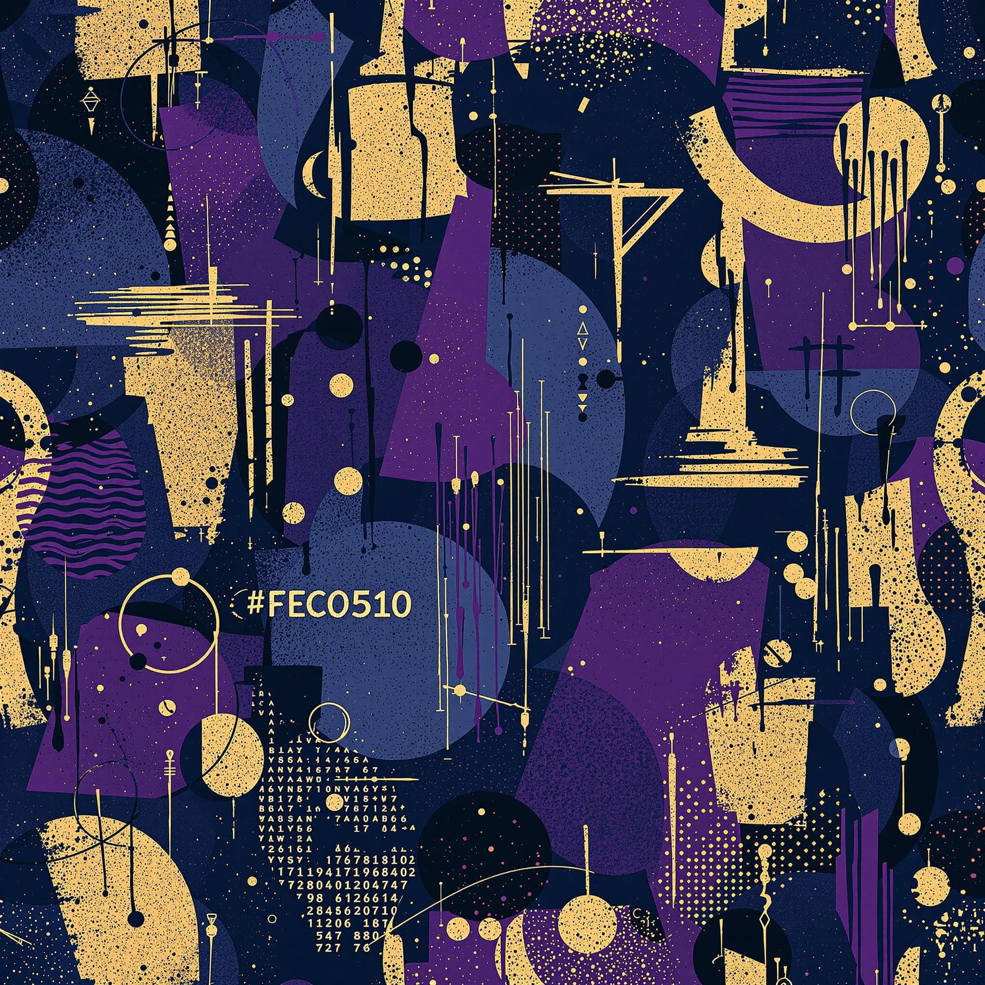 AI generated: "Seamless pattern inspired by urban textures and graffiti art. Deep indigo (#2B2D42) base with overl...
