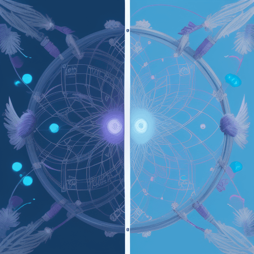 AI generated: Dream Catcher, in the style of sharp neo-pop illustrations, sky blue, nightcore, illusionistic tromp...
