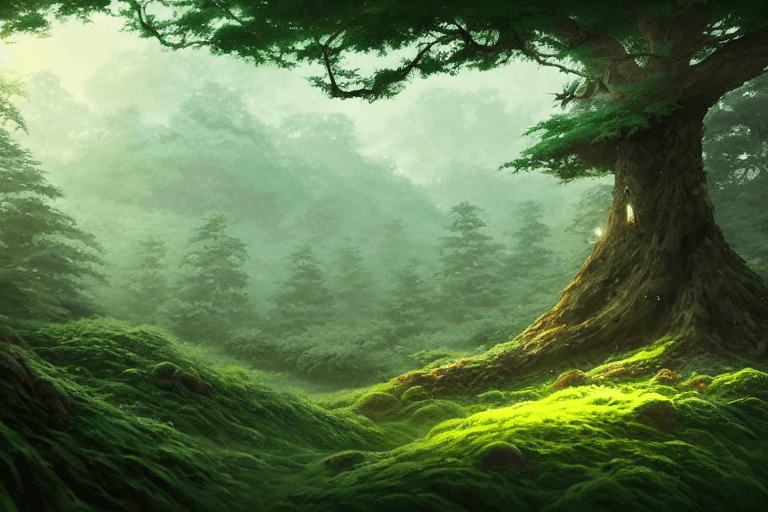 AI generated: luxurious forest clearing landscape, studio ghibli, fantasy, elegant, highly detailed, digital paint...