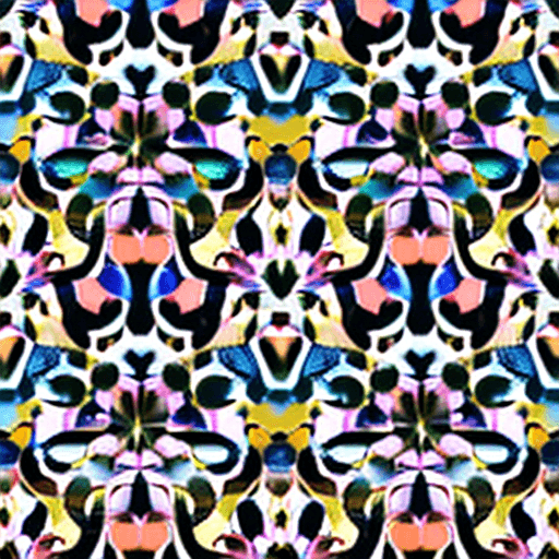 AI generated: Repeating pattern, pale colors, vector art, 70's pattern, blue colors, pink colors, flowers, all foc...