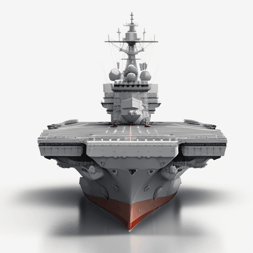 AI generated: Aircraft Carrier military vessel 3D rendering ship on white background right side