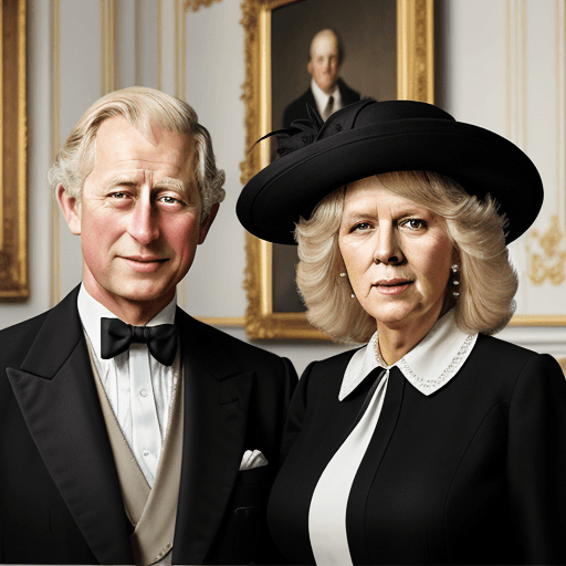 AI generated: Realistic painting of Charles and Camilla