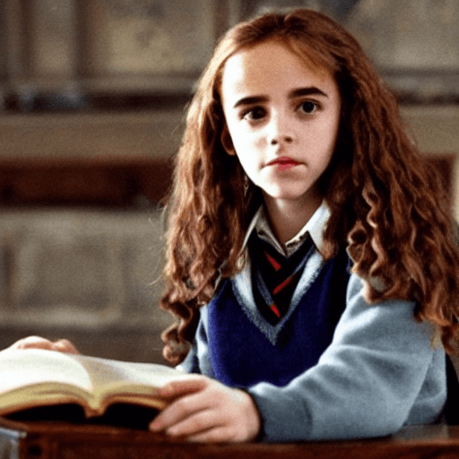 AI generated: a beautiful girl,in school,Hermione Granger