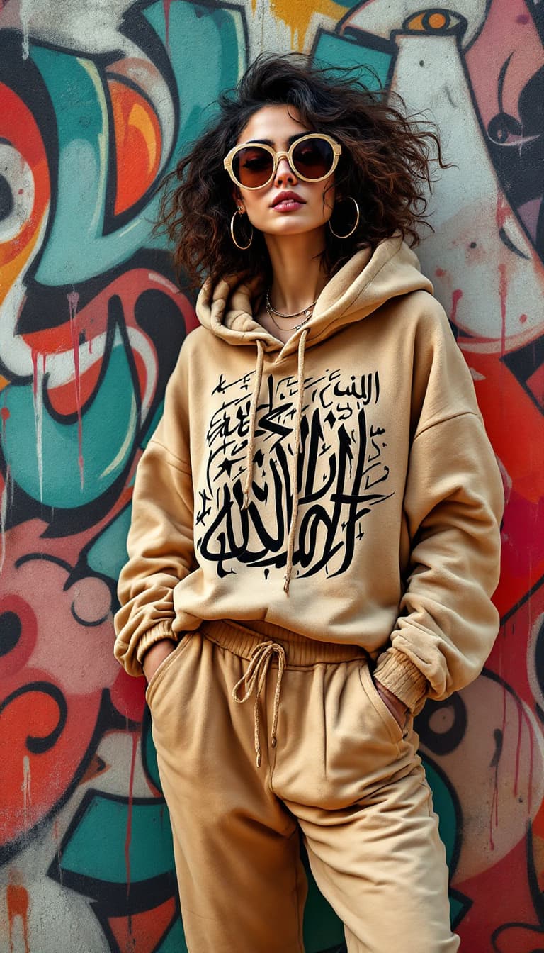 AI generated: An intensely detailed, almost painterly portrait of a free-spirited Middle Eastern woman. She poses ...