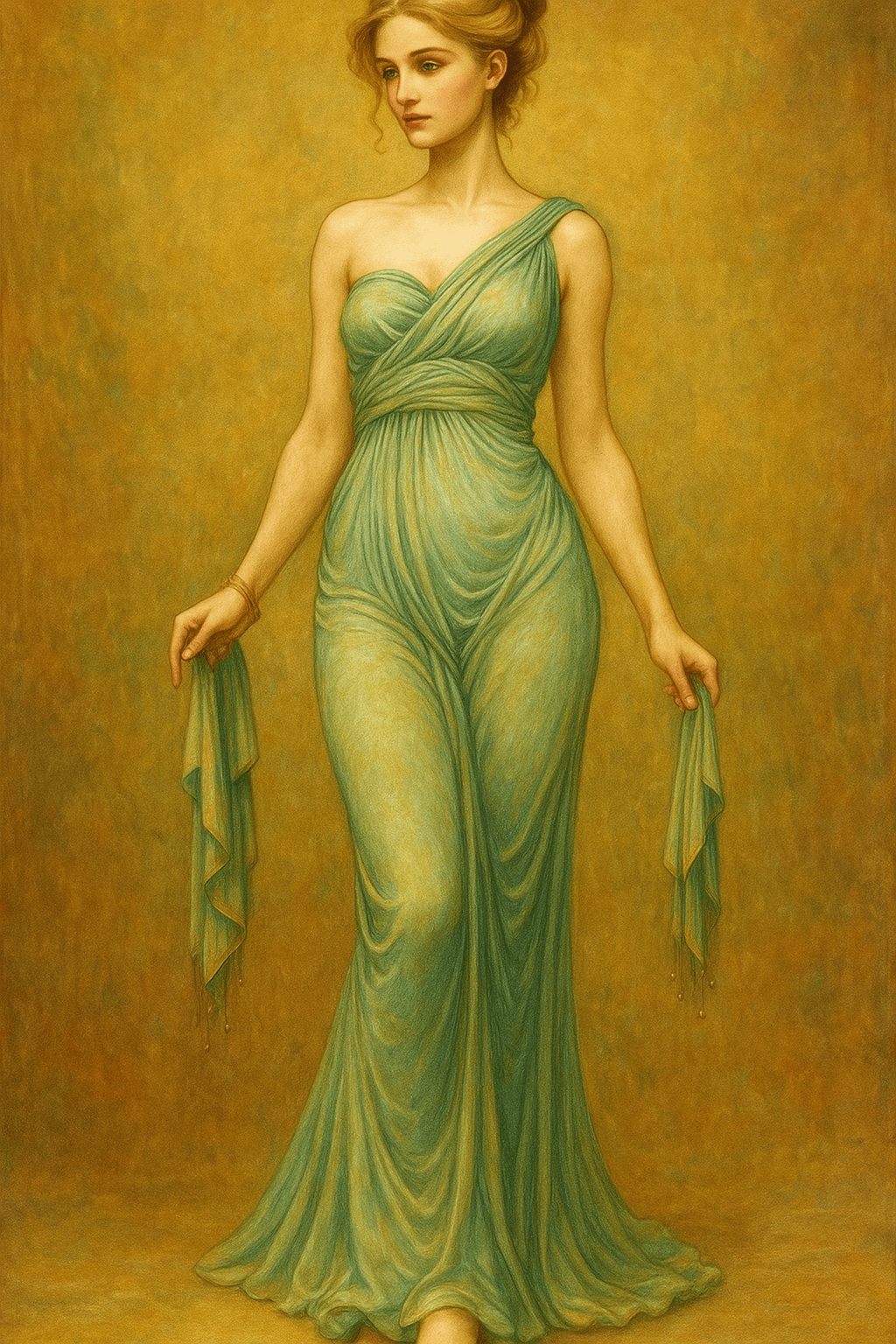 AI generated: Peux-tu coloriser cette image? le style utilisé doit être celui des peintres préraphaélites