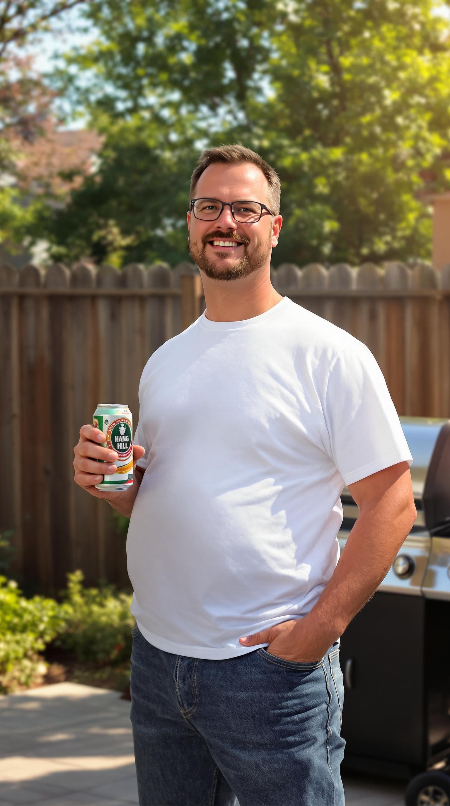 AI generated: A realistic interpretation of Hank Hill from King of the Hill; a middle-aged man with glasses, short...