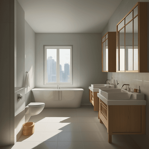 AI generated: bathroom design archi-viz, by Stanley Artgerm Lau, WLOP, Rossdraws, James Jean, Andrei Riabovitchevy...