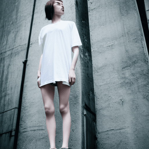 AI generated: white long t-shirt, no pants,(detailed skin: 0.50), (((masterpiece))) high res, 8k, very detailed cl...
