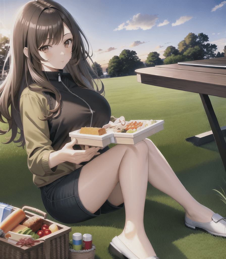 AI generated: (perfect anime illustration), 1girl, wavy brown hair, medium hair, (light brown hair, brown eyes), h...