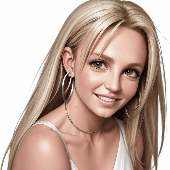 AI generated: Britney Spears, realistic, 4k, 43 years old, smaller eyes, headshot, body facing camera, body straig...