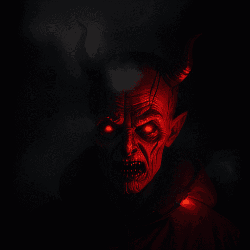 AI generated: A photo of a Christmas Presence very scary and terrifying hellish demon, reddish tint, cinematic, ba...