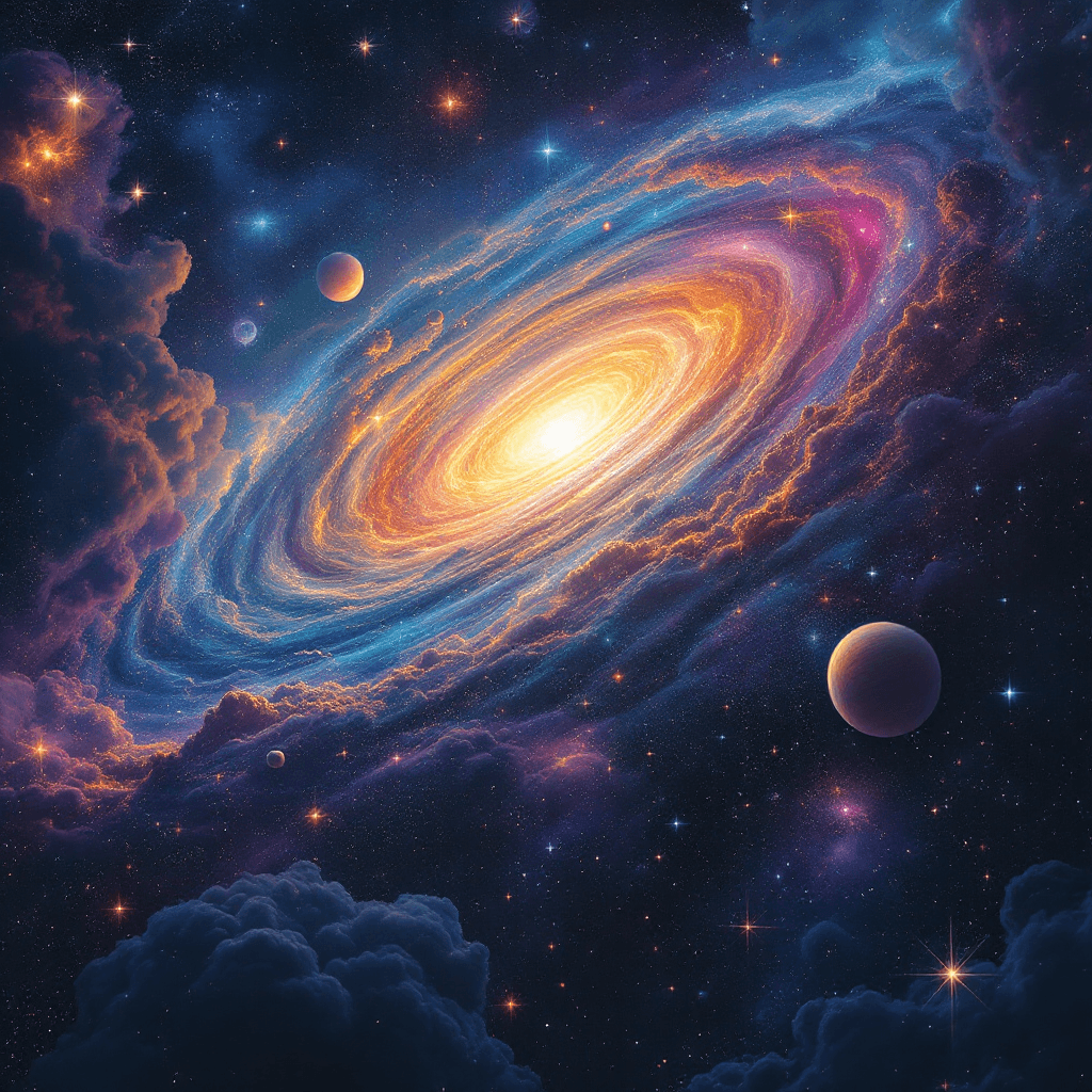 AI generated: Floating through space, On the other side, drifting on and accepting your place as a moment in histo...