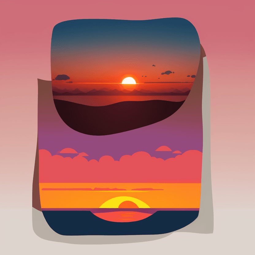 AI generated: SUNSET ILLUSTRATION in flat design
