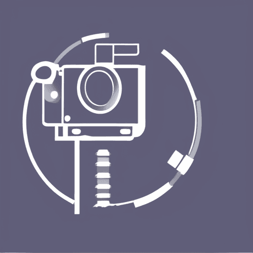 AI generated: flat minimal logo, vector illustrator, monotone, image of (an video camera) style of Rob Janoff, com...