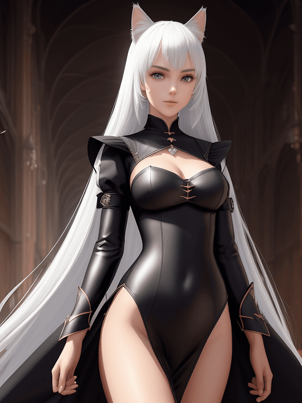 AI generated: A young beautiful cat-girl. Cat ears. Cat's tail. A beautiful face. Beautiful eyes. Clear eyes. A cl...
