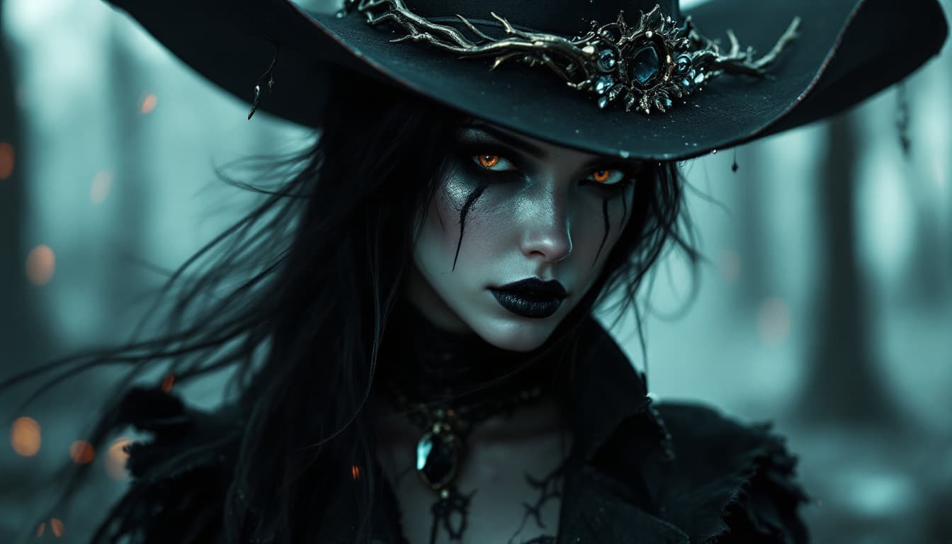 AI generated: Crie um retrato fotorrealista de uma mulher com maquiagem escura e arte de maquiagem, ambientado em ...