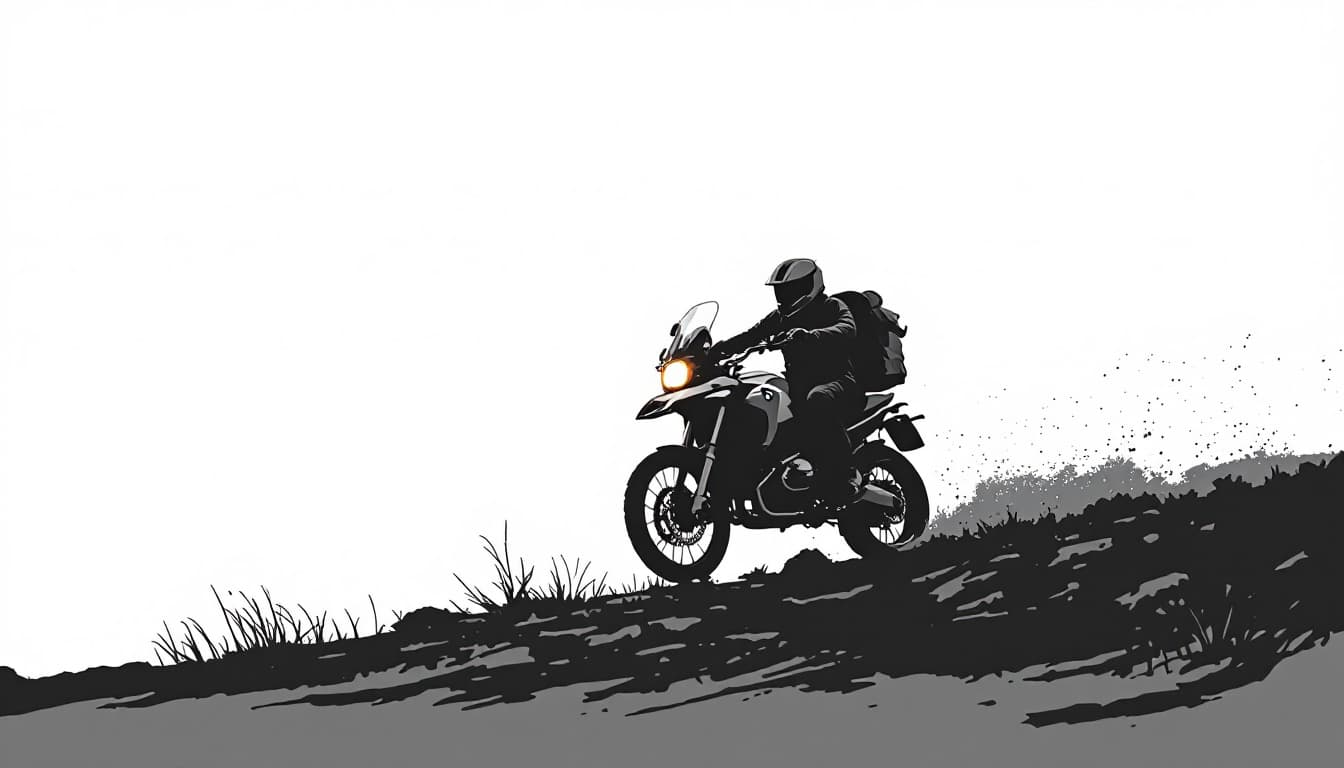 AI generated: T-Shirt Motive, BMW GS motorcycle ride, no background.  Evoke a sense of rugged adventure and minima...