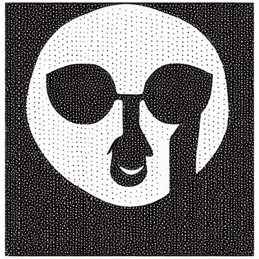 AI generated: a simple white dotted dots forming the shape of an man face, flat design, vector illustration, on bl...