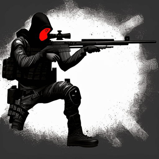 AI generated: A dark fantasy vector sketch shot of a Counter-Strike: Global Offensive (CS:GO) sniper with a hood a...