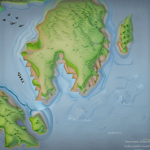 AI generated: a fantasy map of a large archipelago, digital art, detailed, trending on artstation, 8 k, hyperreali...