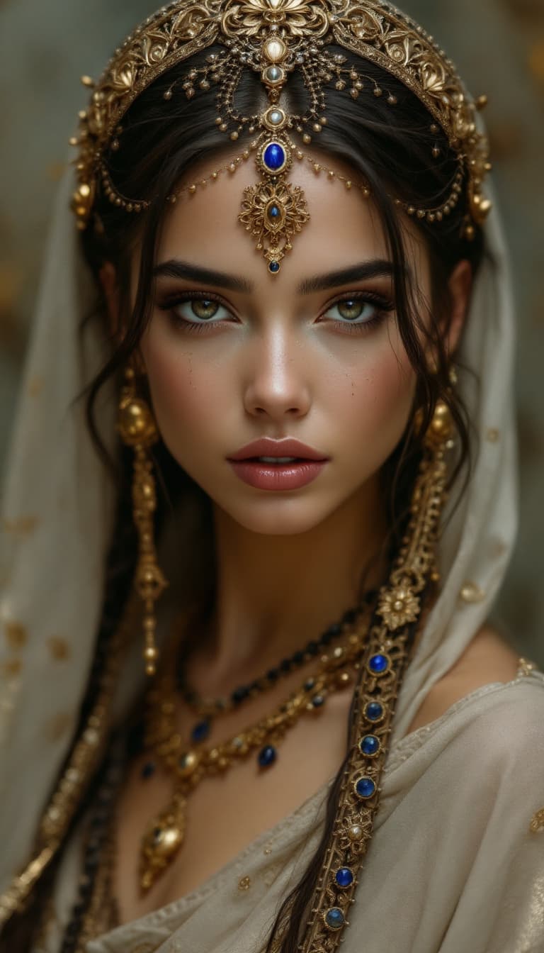 AI generated: By Bastien Lecouffe-Deharme and Asencio and Sante Licheri, an hyper-realistic full-body artwork depi...