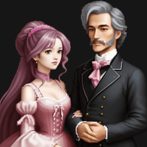 AI generated: A Slight Sesquicentennial Magenta Ash couple of Enchanting people, digital airbrush painting, pixel ...