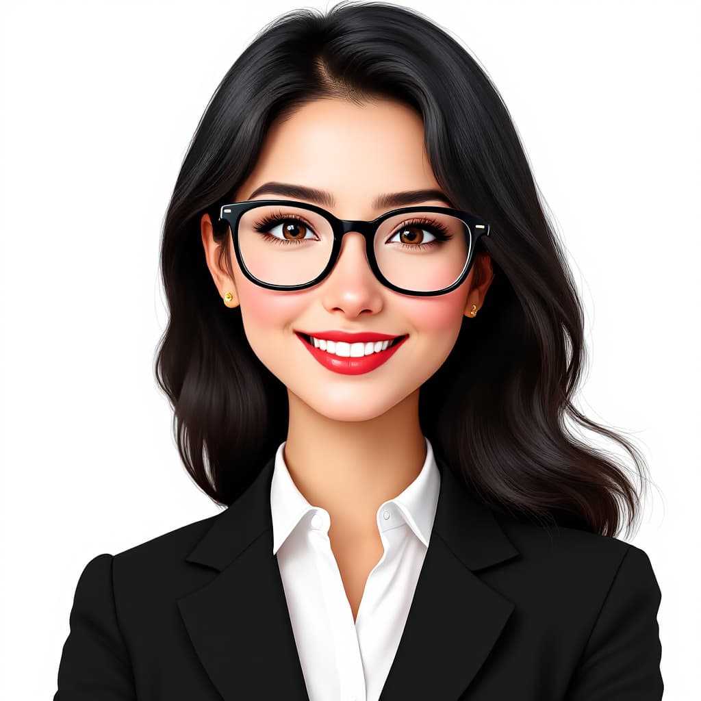 AI generated: "A digital illustration of a professional woman with black brushed hair above her shoulders, with ab...