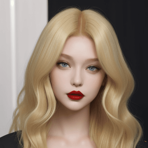 AI generated: red lips, blonde hair