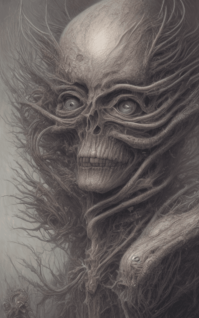 AI generated: a detailed uhd portrait of a muted blonde laser thrashed oil painting in the style of tim burton enh...