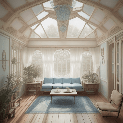 AI generated: High resolution photography interior design, dreamy sunken living room conversation pit, wooden floo...