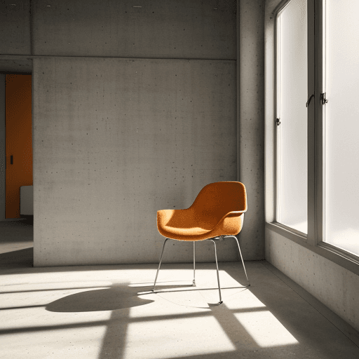 AI generated: interior photography of chair in a bedroom, sun rays, god rays, loft, modern furniture, interior des...