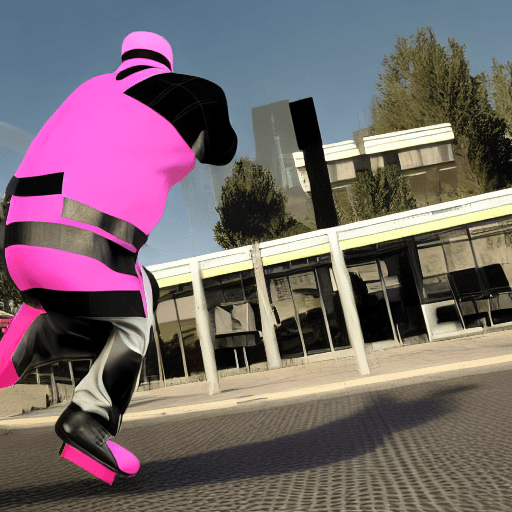 AI generated: in the style of gta v, a black and white panda wearing: a black bowler hat, a tartan bow tie, pink r...