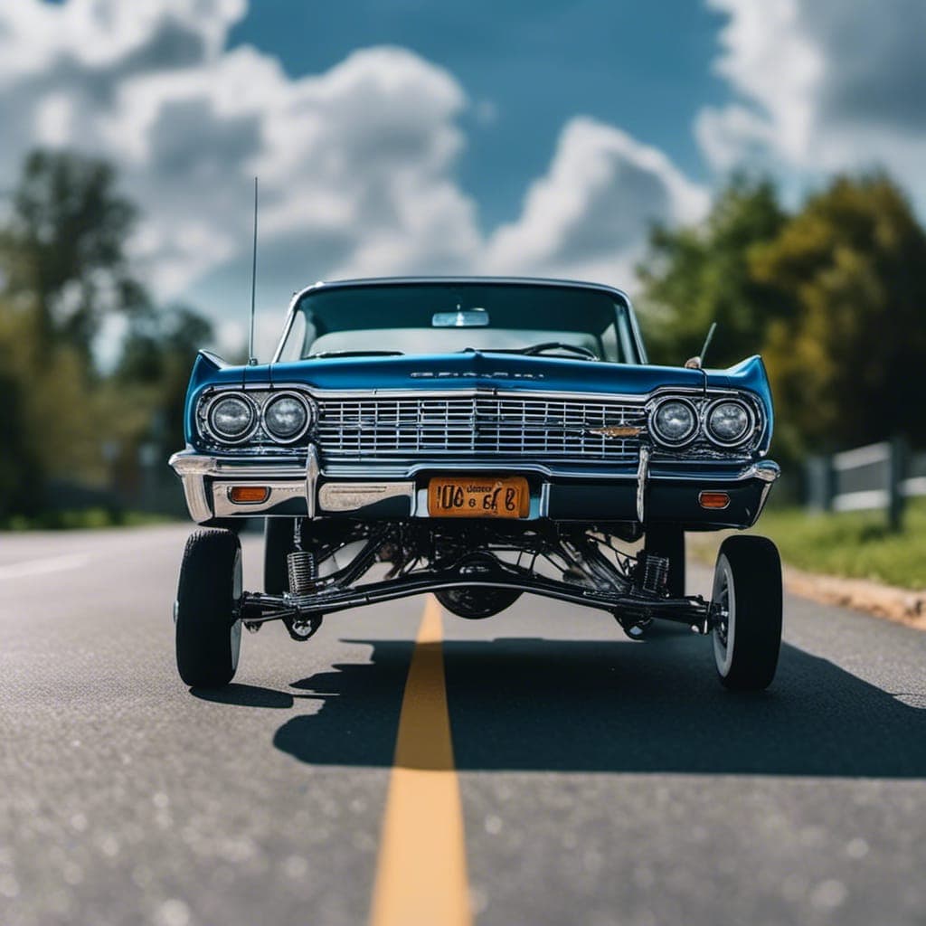 AI generated: a <lora:lowrider paintjobs:1.0> facing towards the sky, highly detailed, 8k