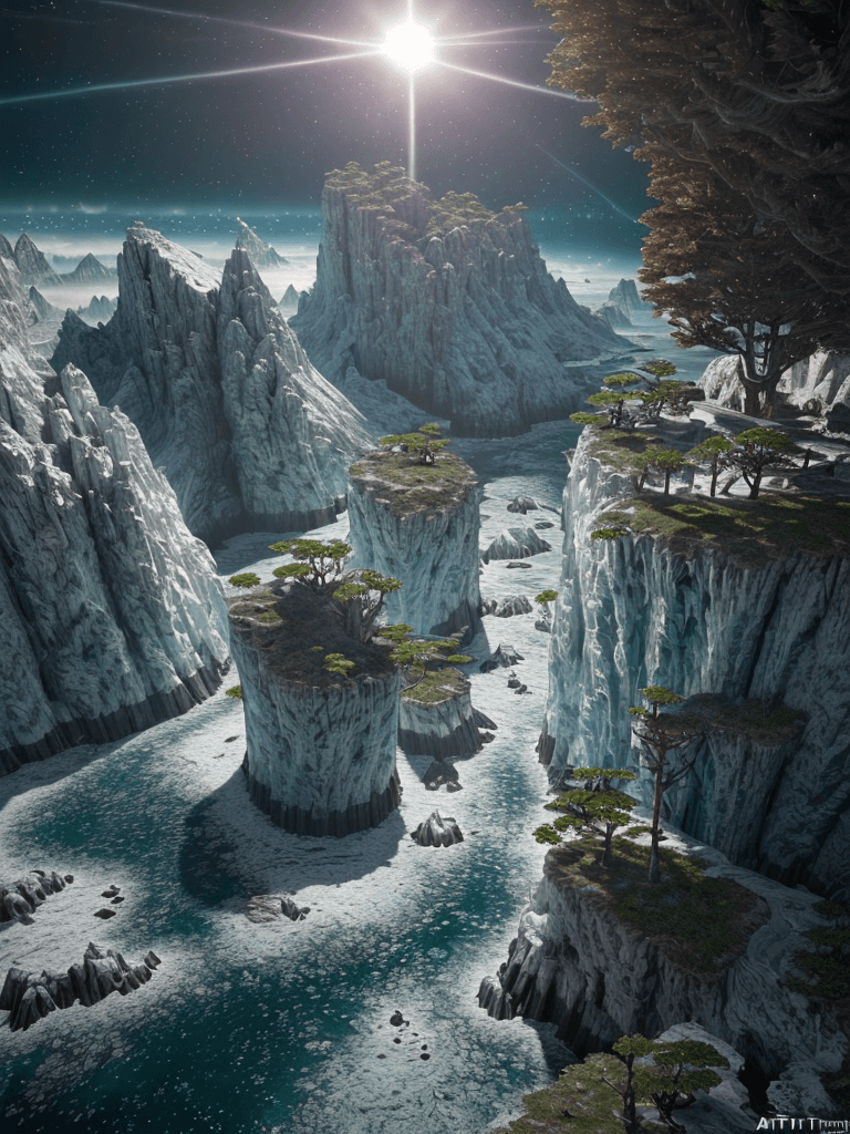 AI generated: Photo of a ultra realistic edge of the Earth, bright light, cinematic lighting, battered, low angle,...