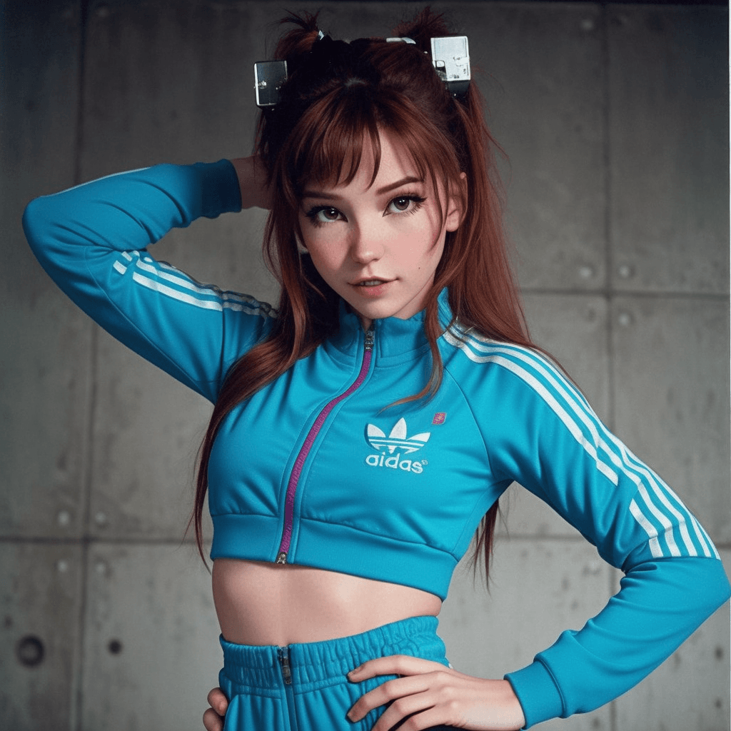 AI generated: by Jean Michel Basquiat,a cyborg girl, <lora:DI_belle_delphine_v1:1> BREAK a cyborg girl wearing Adi...