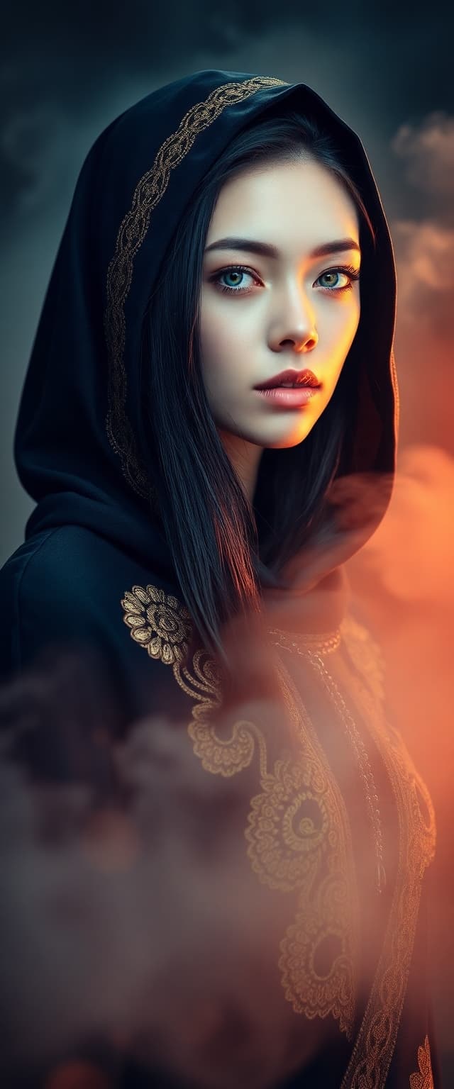 AI generated: "Epic, modern, future-themed full-body portrait photograph depicting a slender supermodel, early twe...