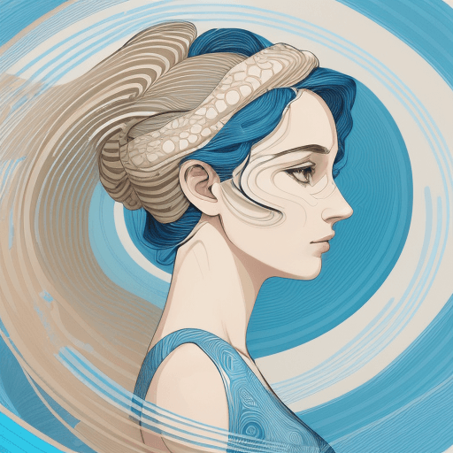 AI generated: An image of digital artwork of a woman with a modern, abstract design. She is depicted with a side p...