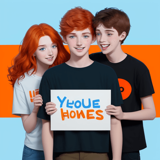 AI generated: A logo for a youtube channel, a couple of boyfriends, the girl is red-haired with green eyes,  the b...