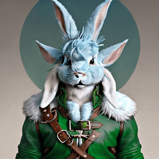 AI generated: male d&d harengon, male dnd rabbitfolk :: white fur with light blue tipped ears, bright, swashbuckle...