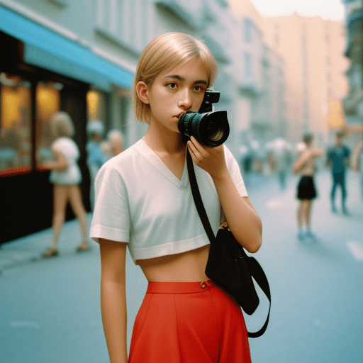 AI generated: street style photo of a photographer, natural lighting, shot on Agfa Vista 200, 4k --ar 2:3 --q 2
