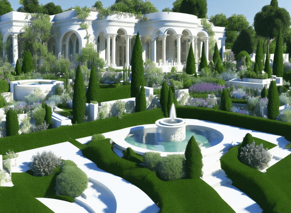 AI generated: generate a realistic and detailed rendering of a breathtakingly beautiful well landscaped mediterran...