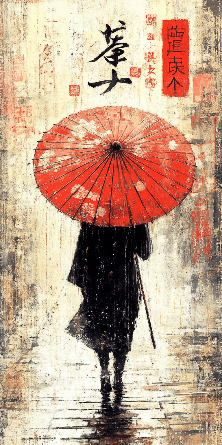 AI generated: Japanese geisha, hyperrealistic, in the style of Joel Robison, light white and dark crimson, Samyang...